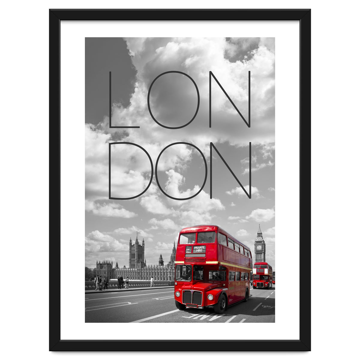 Red Buses in London | Text & Skyline