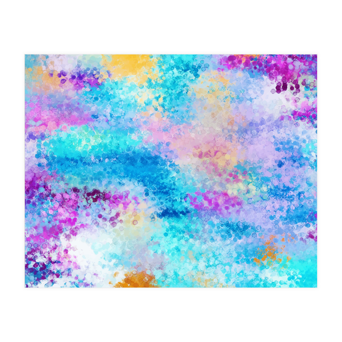 Mixed Emotions, Abstract Blue Colorful Painting, Eclectic Modern Bohemian Shapes Ocean (Print Only)