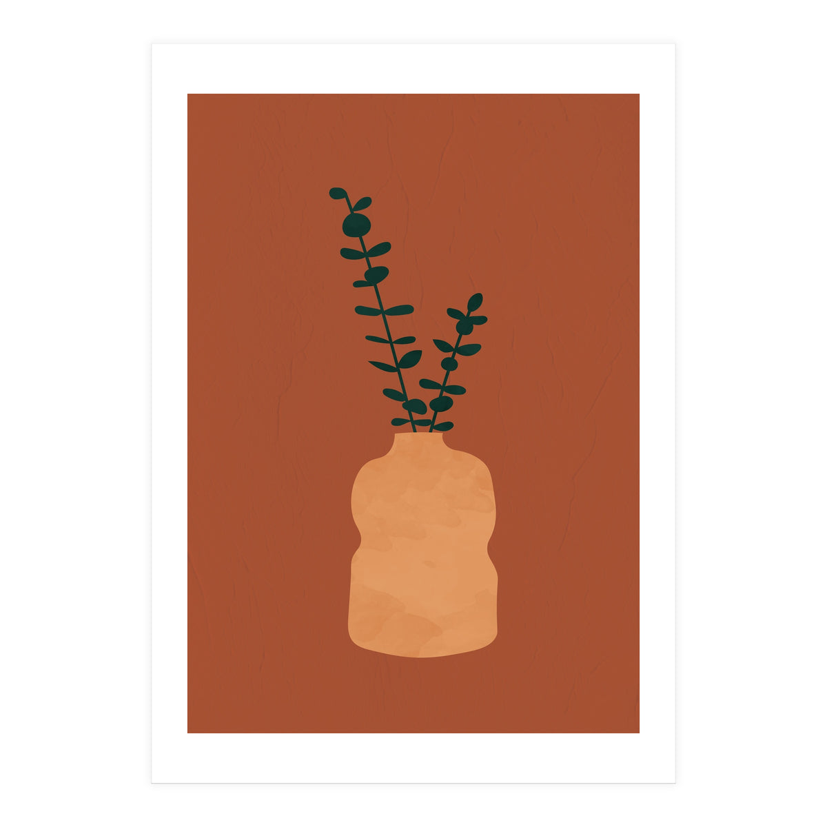 Terracotta Earth Tones Wall Decor Pottery Plant II (Print Only)