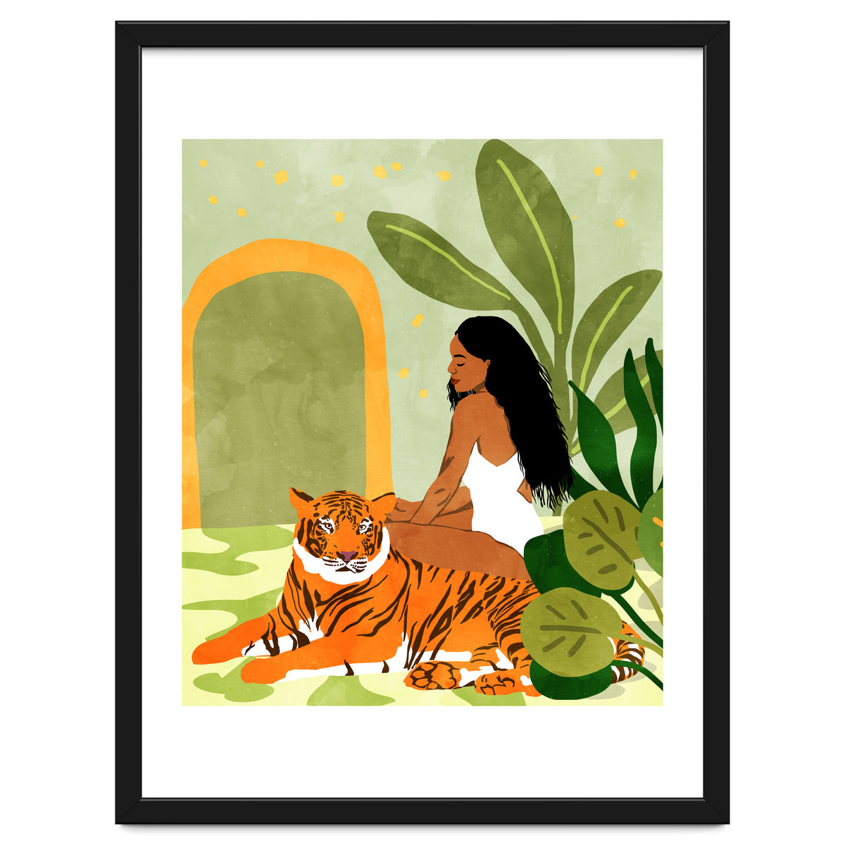 Just You & Me | Tiger Urban Jungle Friendship | Wild Cat Bohemian Black Woman with Pet