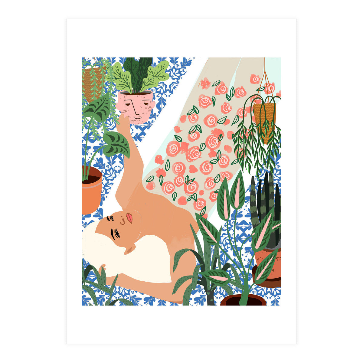 Moroccan Bath With Plants (Print Only)