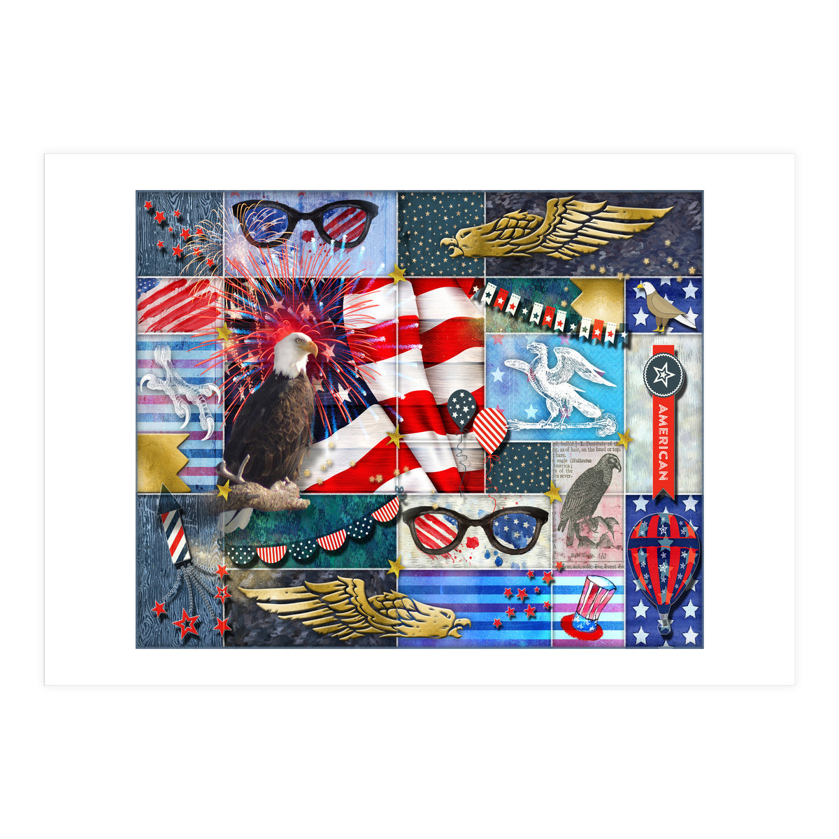 Americana Eagles Collage (Print Only)