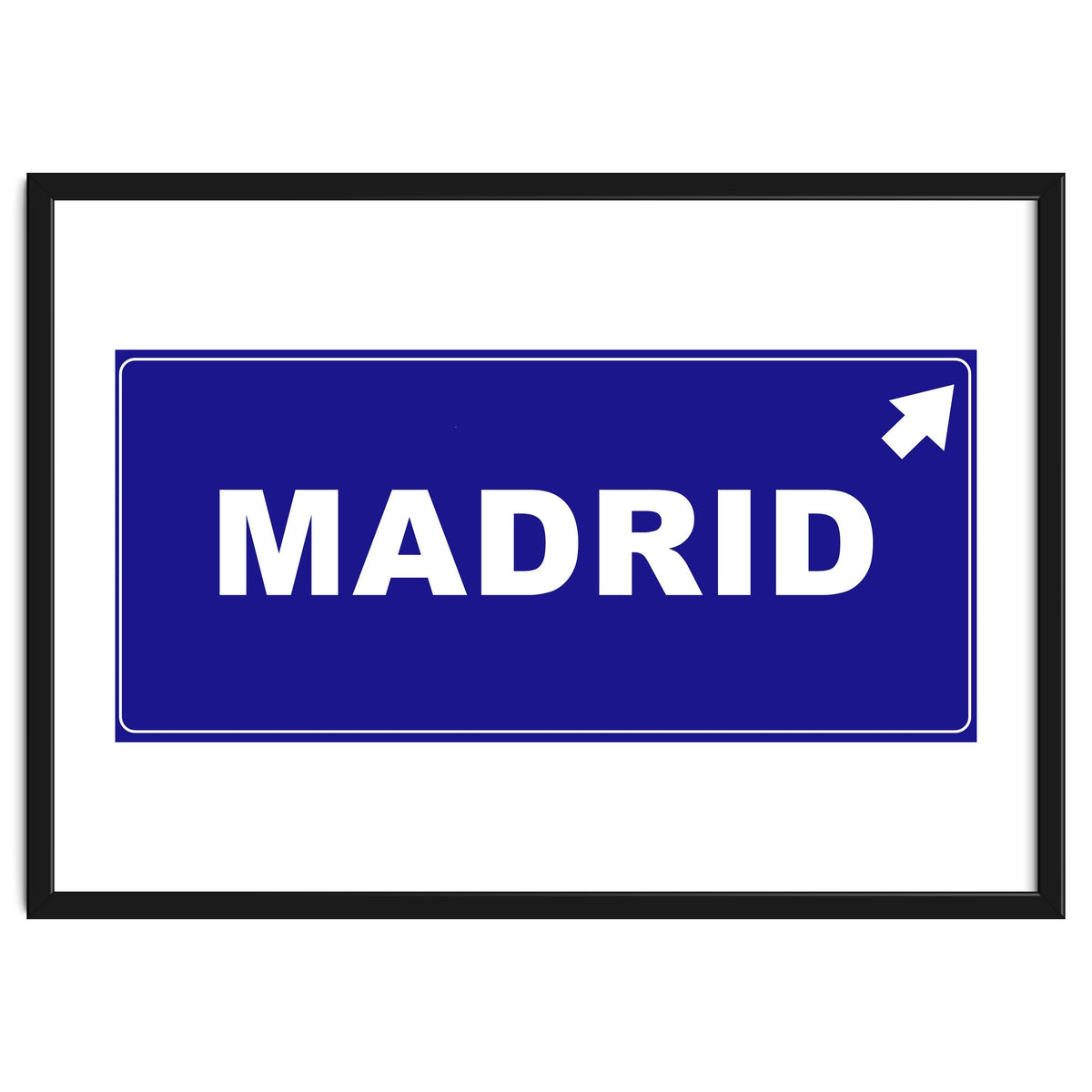 Let`s go to Madrid, Spain! Blue road sign