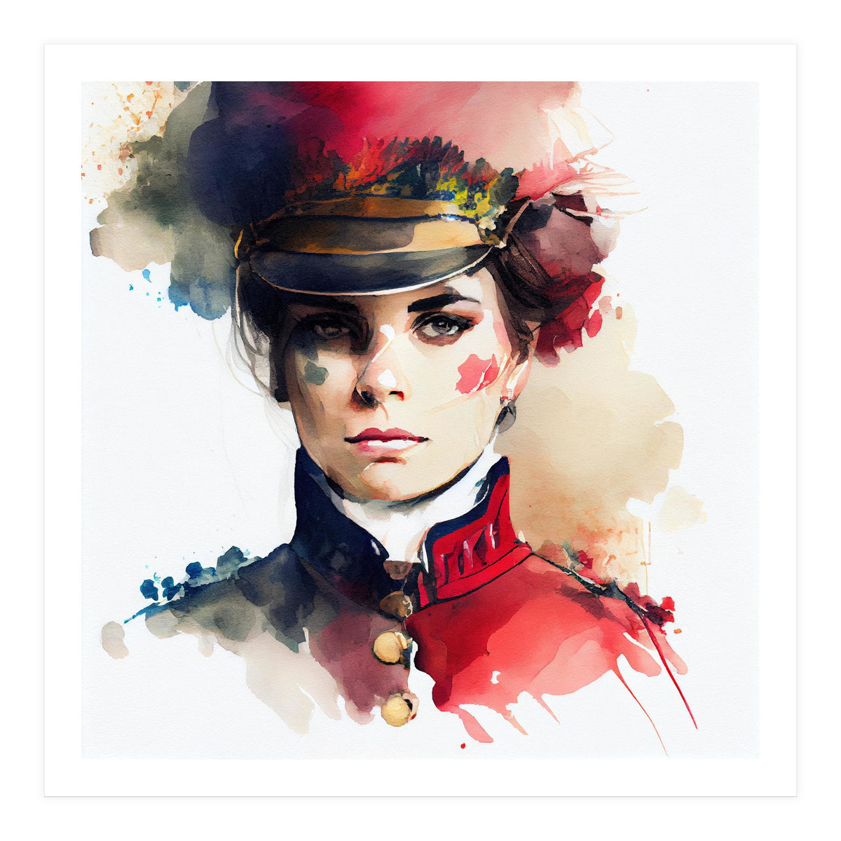Watercolor Napoleonic Soldier Woman #3 (Print Only)