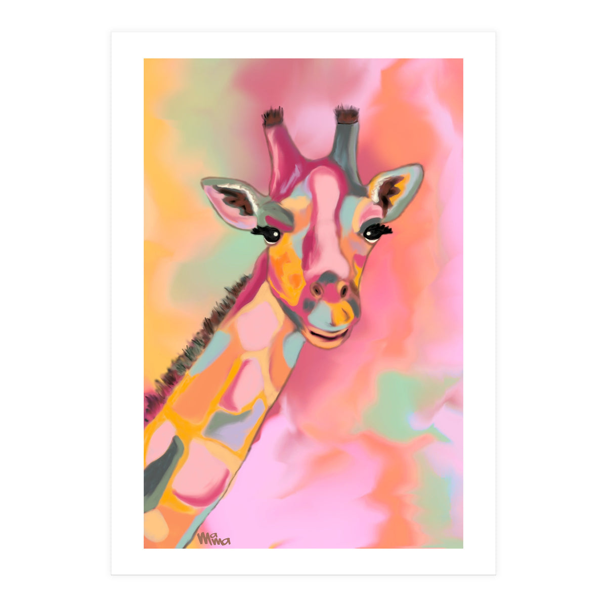 Giraffe Reaching the Rainbow (Print Only)