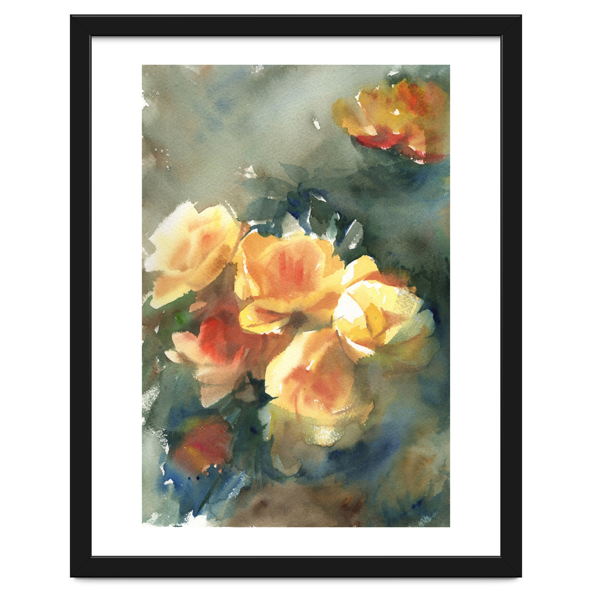 Abstract watercolor flowers
