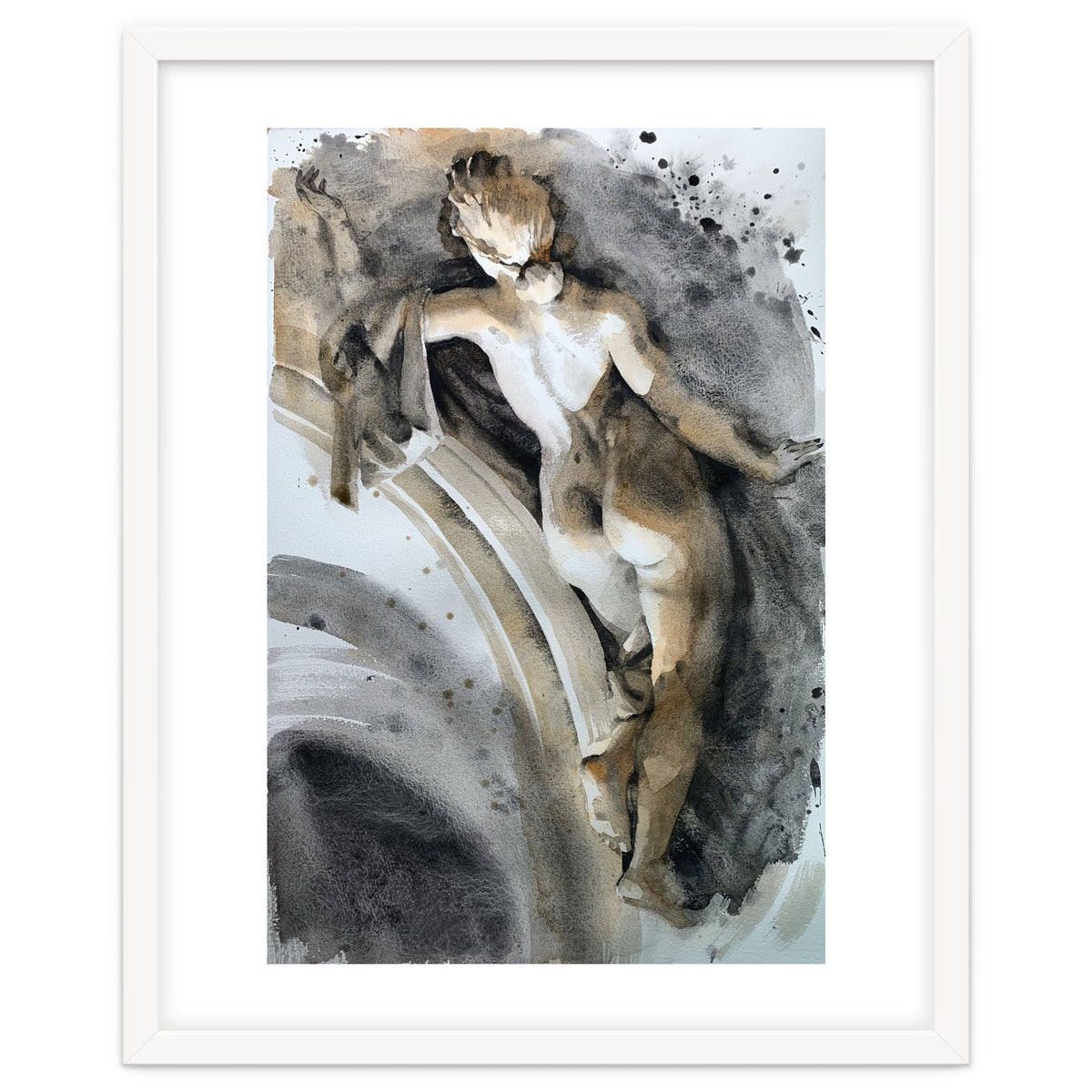 Antique sculpture of a naked girl from behind