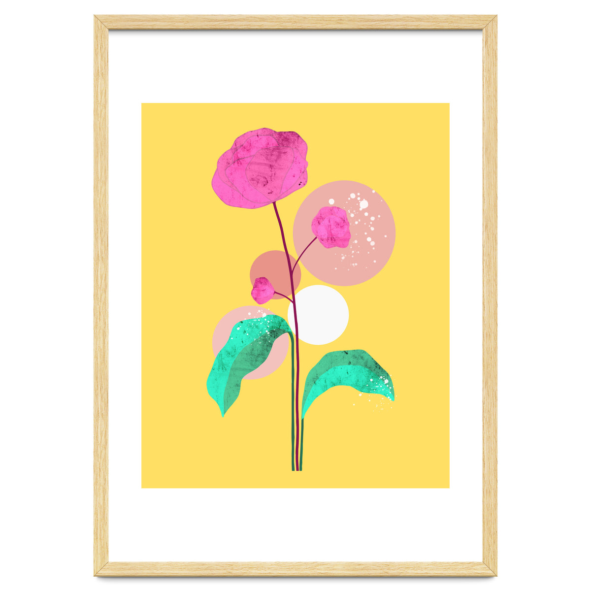 The Rare Bloom, Abstract Nature Floral Graphic, Eclectic Bohemian Modern, Pop of Color Illustration