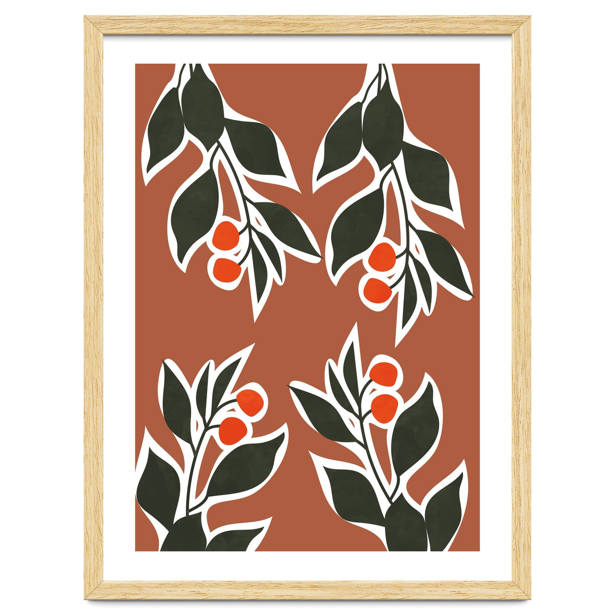 Red Cherry Leaf Boho Botanical II