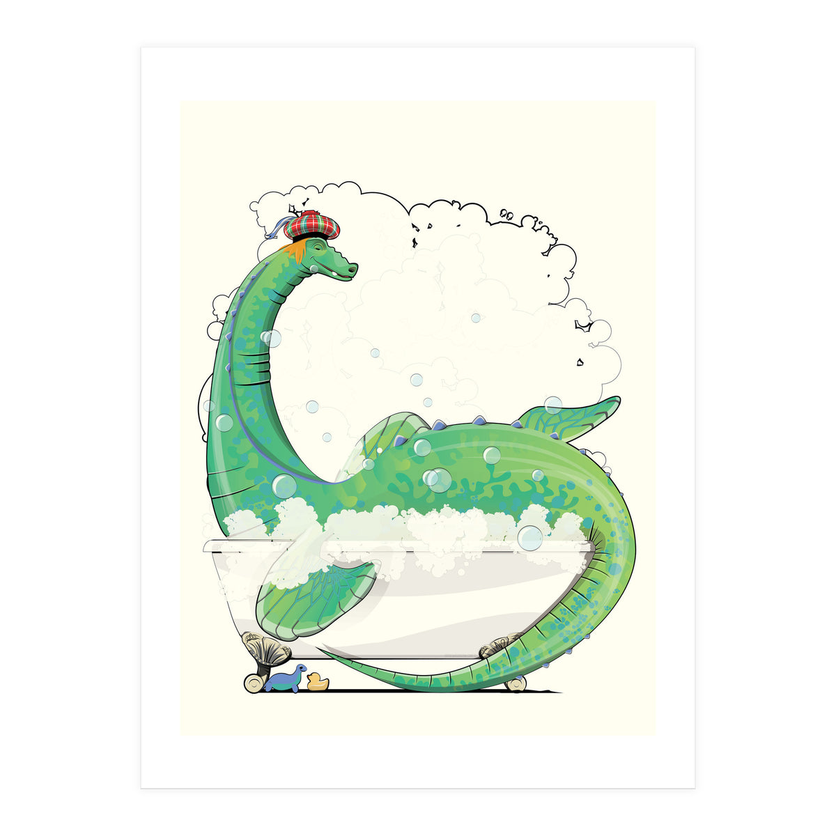 Loch Ness Monster in the Bath, Funny Bathroom Humour (Print Only)