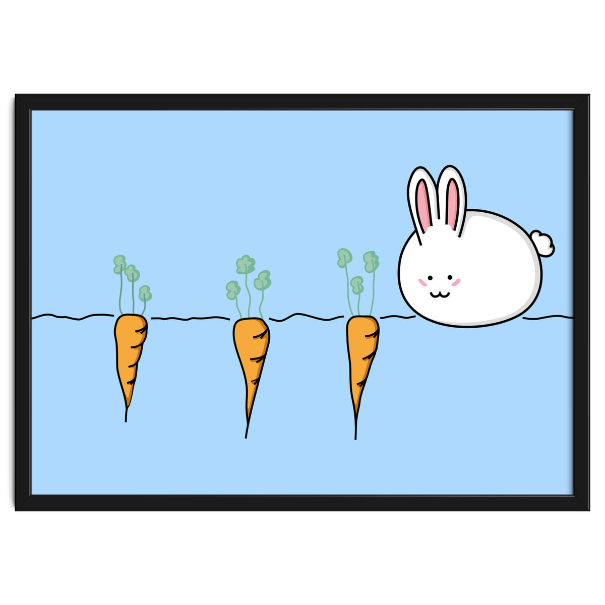 Kawaii Cute Rabbit With Carrots