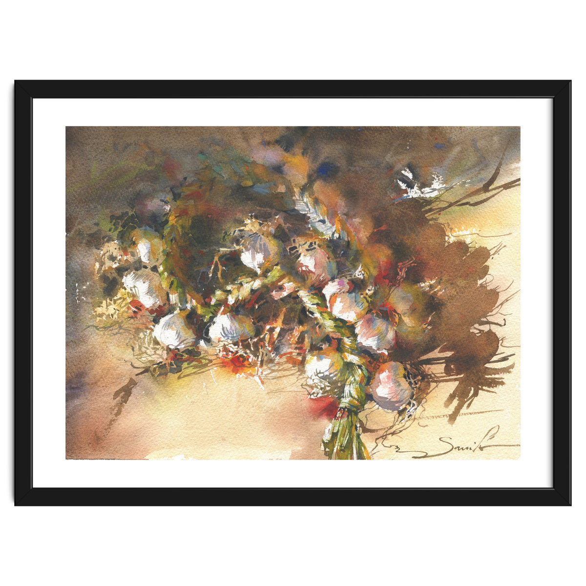 Still life garlic Watercolor