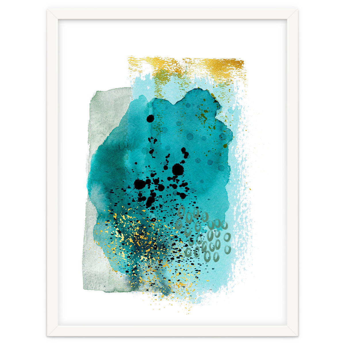 Abstract watercolour turquoise and gold