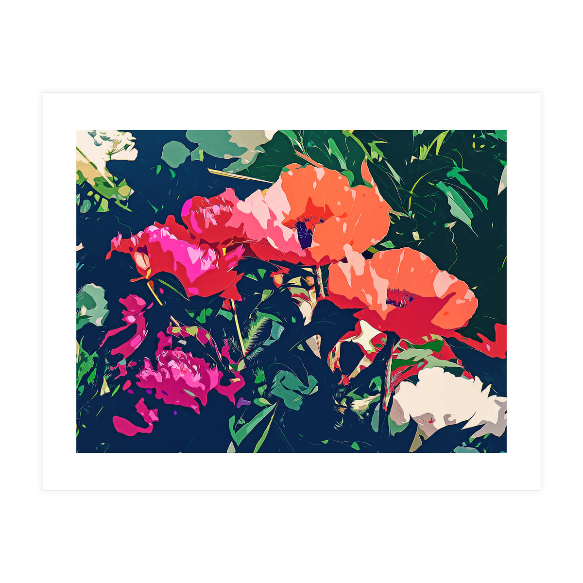 Where Darkness Blooms, Dark Floral Botanical Painting, Eclectic Blush Plants Garden Nature Flowers (Print Only)