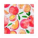 Citrus Tropical | Juicy Fruits Polka Dots | Food Orange Grapefruit Pink Watercolor Botanica (Print Only) thumbnail