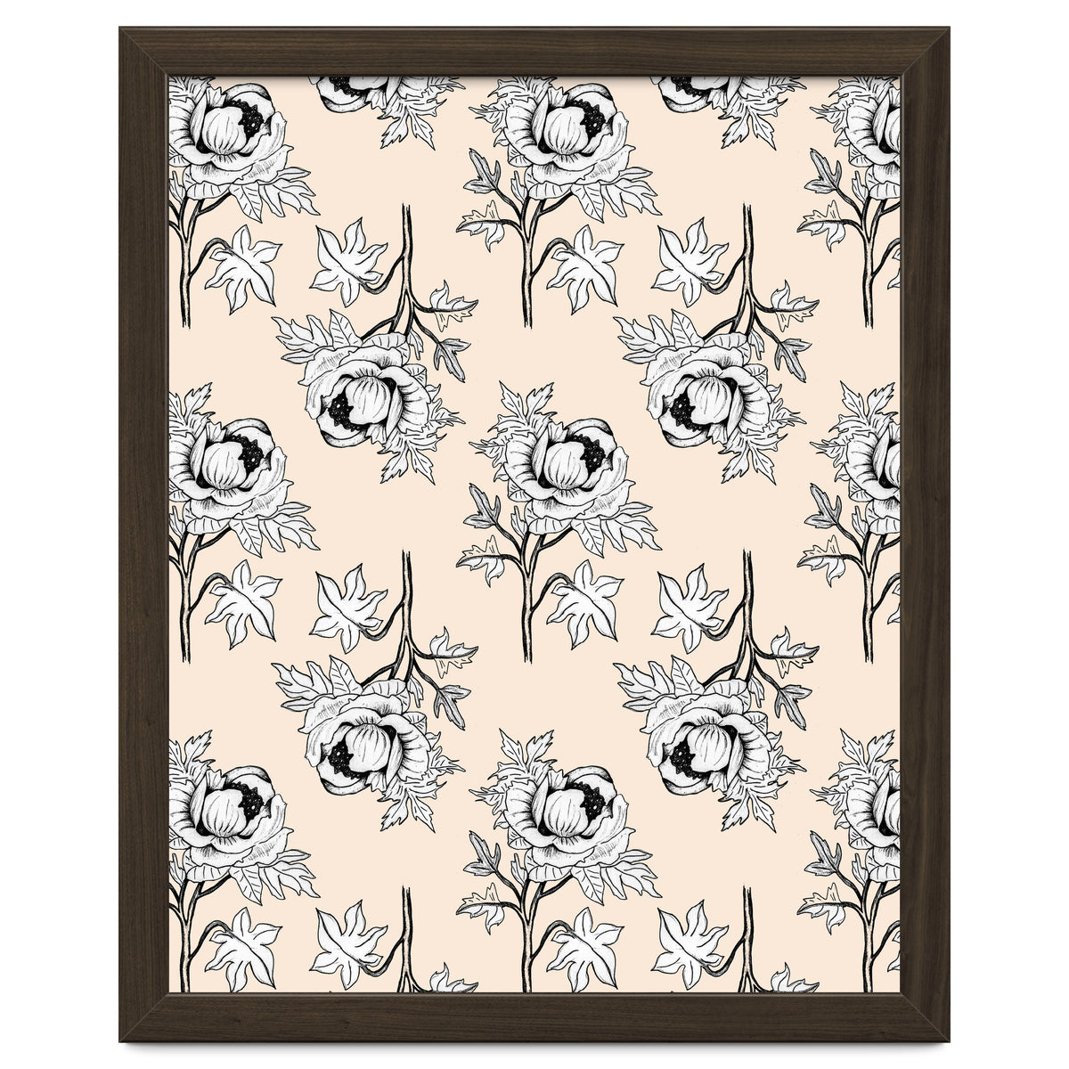 Drawing pattern of roses to pencil on beige