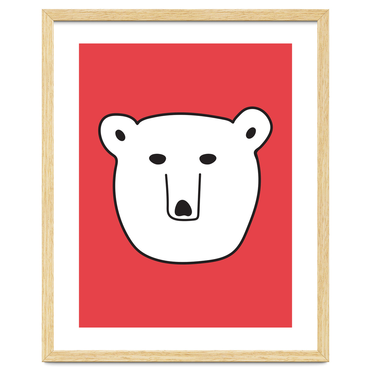 Polar Bear Portrait On a Red Background