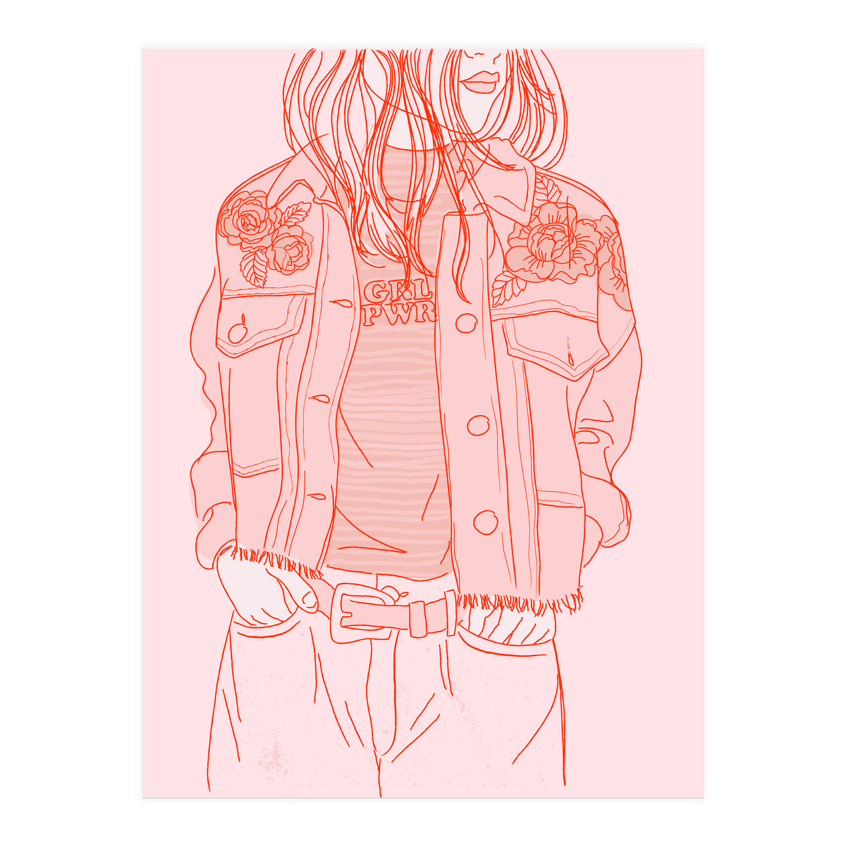 Pink Jeans Jacket  (Print Only)