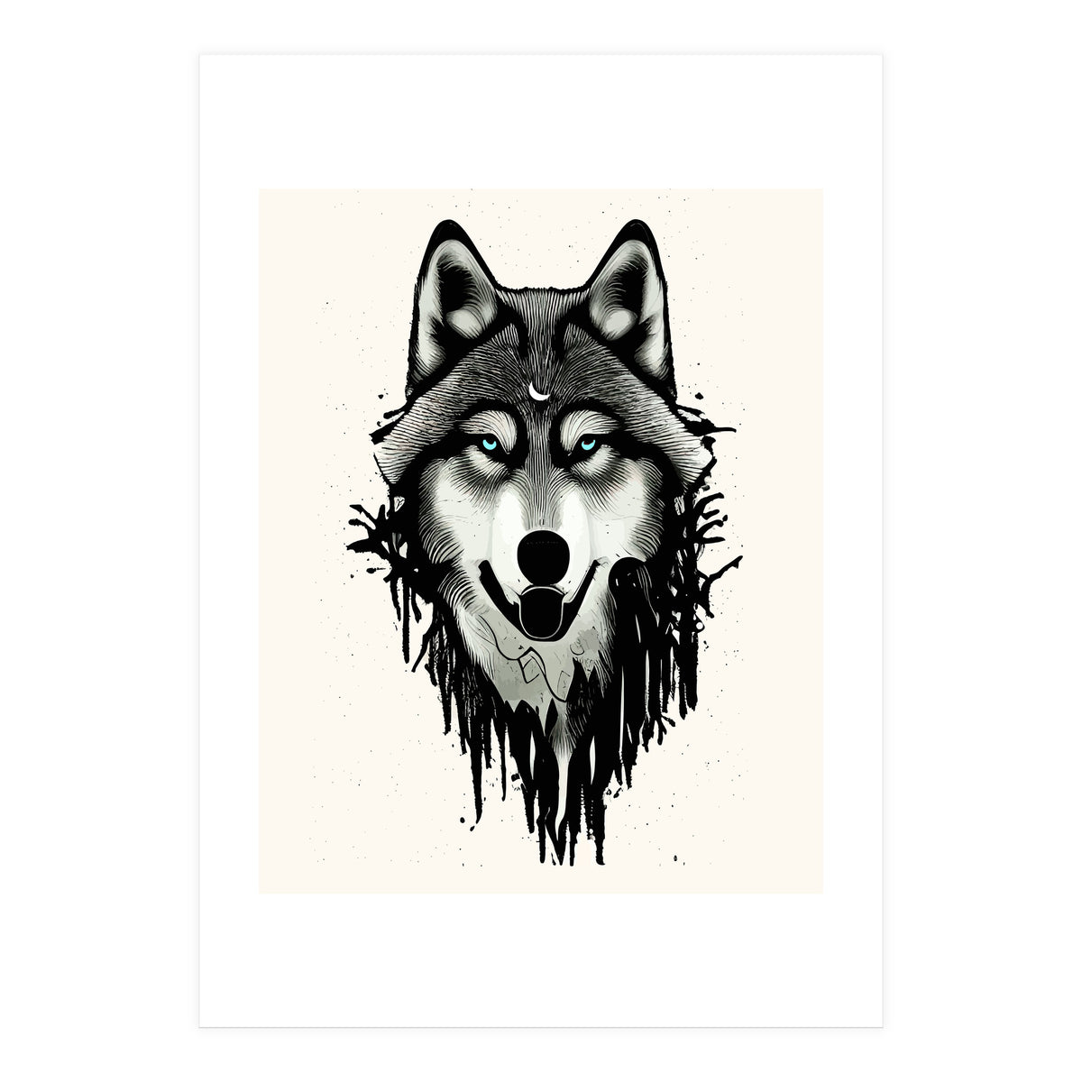 Wicked Soul, Werewolf Wolf Wild Animals Sketch, Wildlife Drawing Line Art, Wild Eclectic Dark Moon (Print Only)