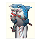 Great White Shark Brushing Teeth (Print Only) thumbnail