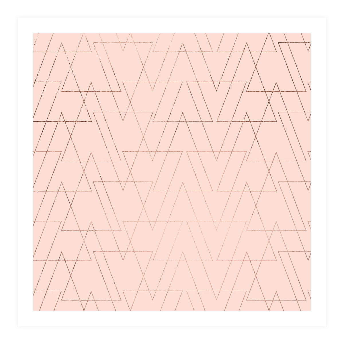 Modern Rose Gold Geometric Thin Triangles Blush Pink Abstract Pattern (Print Only)