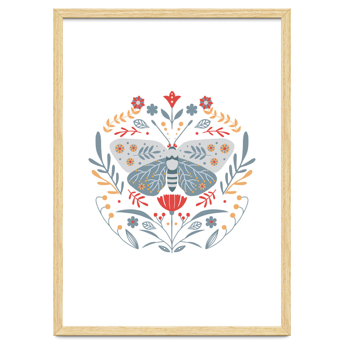 Scandinavian Folk Art: Butterfly & Flowers