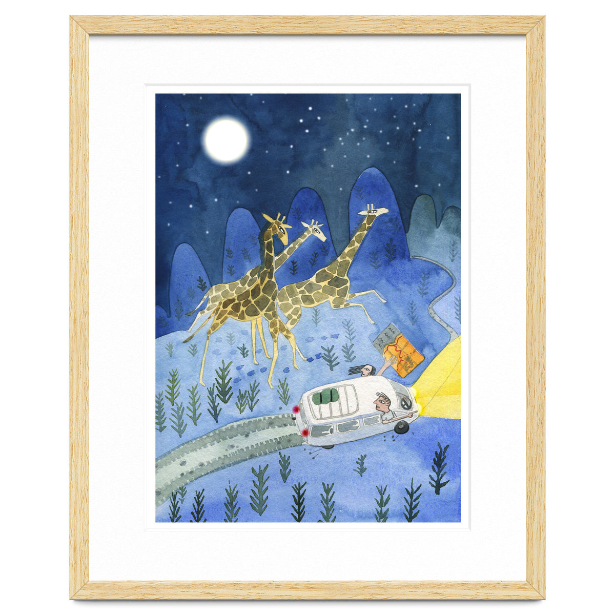 Giraffes In Moonlight