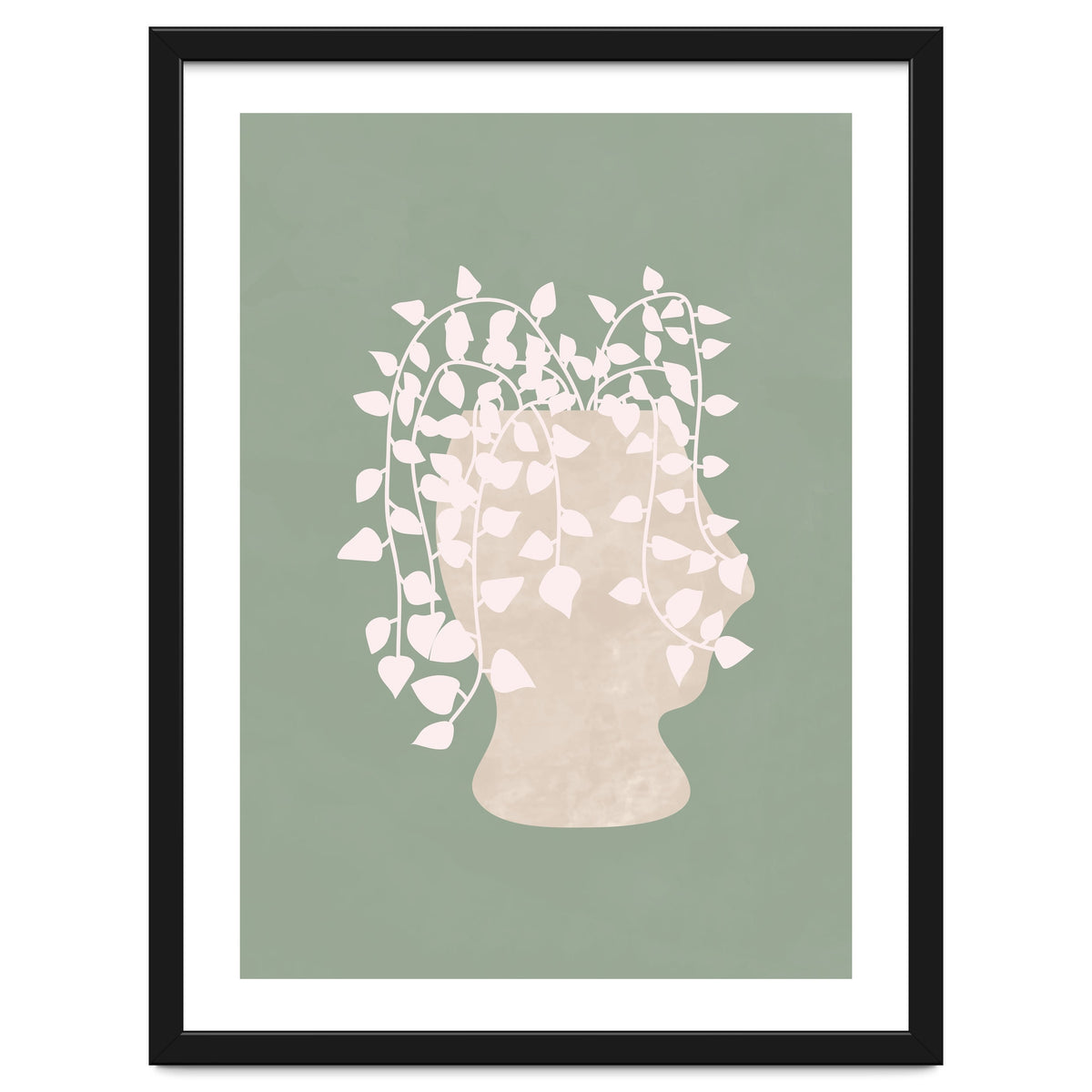 Abstract Potted Figure Sage Green