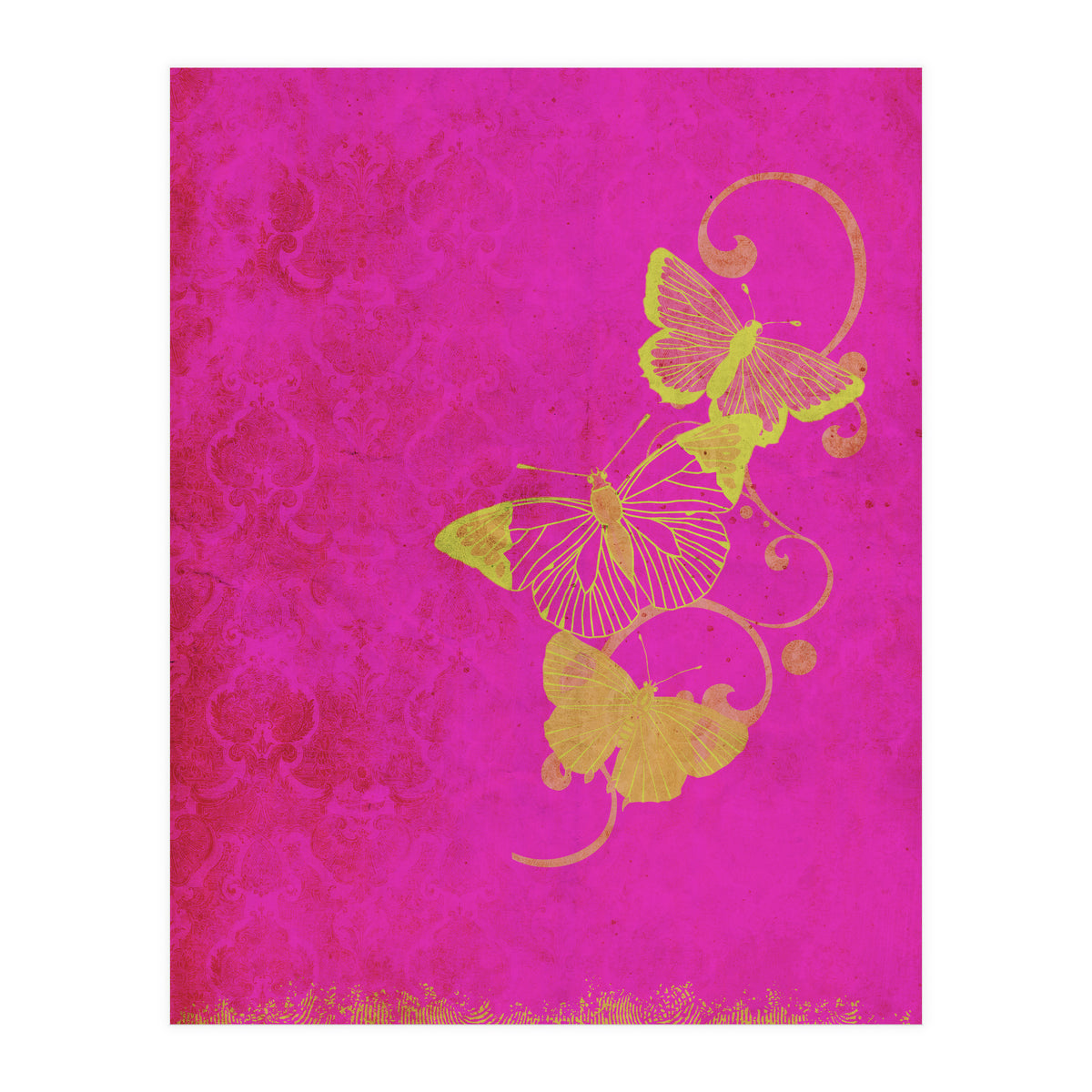 Yellow Butterflies on Pink (Print Only)