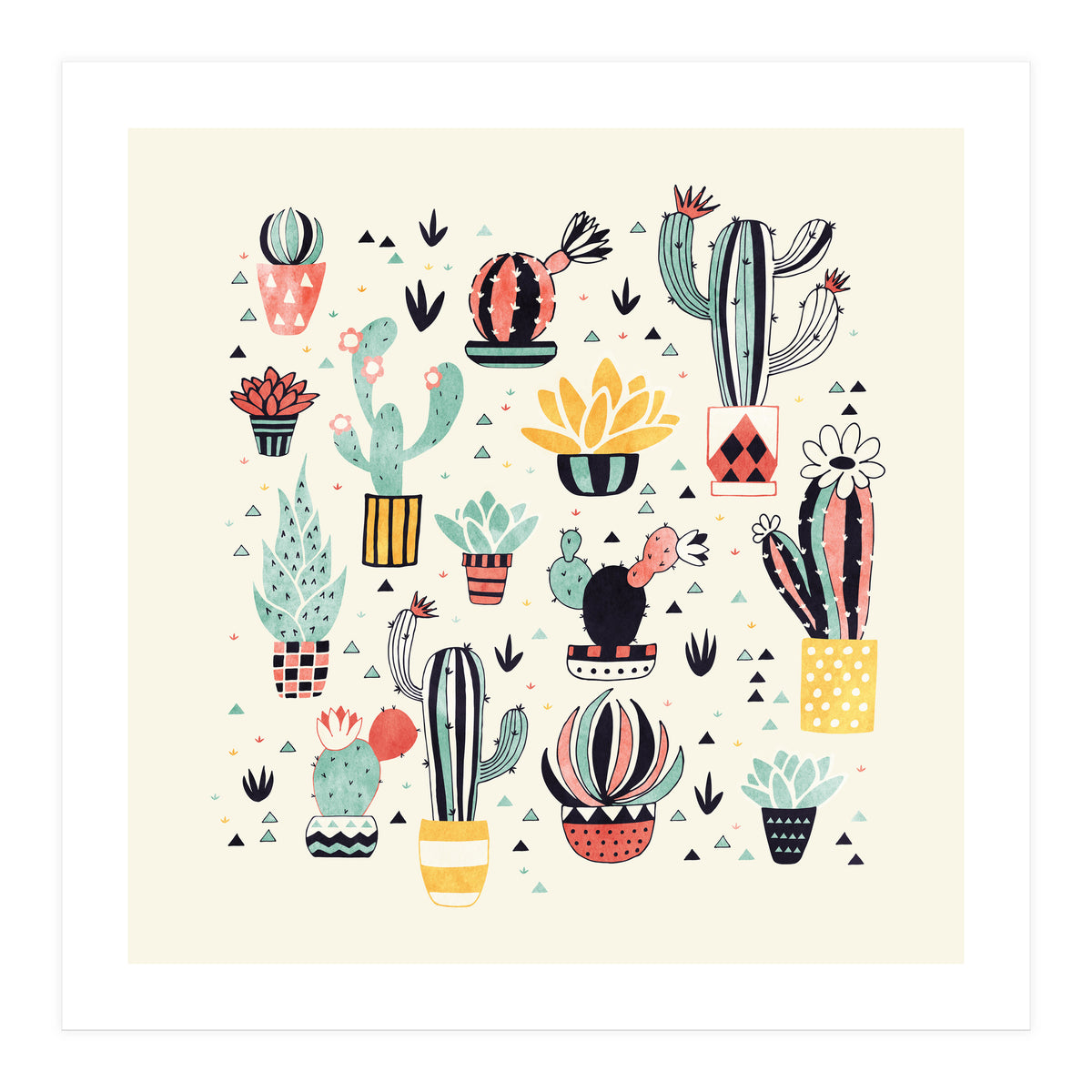 Cactus In A Flower Pot (Print Only)