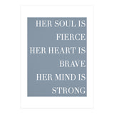 Fierce, Brave, Strong Female Empowerment Quote Blue (Print Only) thumbnail