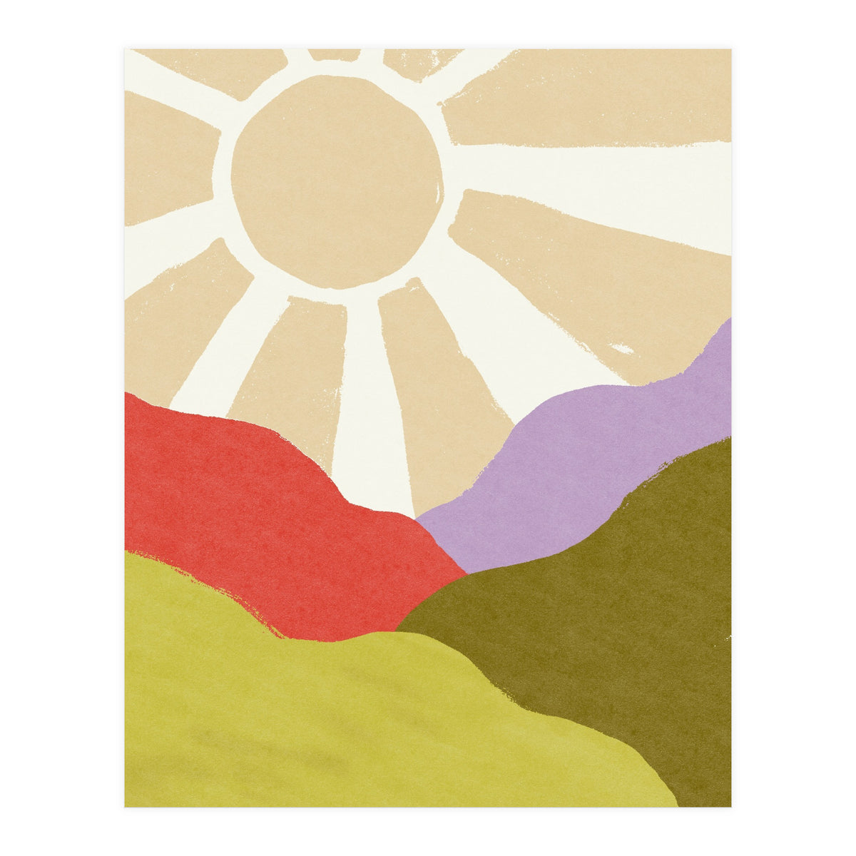 Sunshine & Hills \\ Retro Landscape  (Print Only)