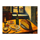 Table Setting of Bread and Cheese Oil Painting (Print Only) thumbnail