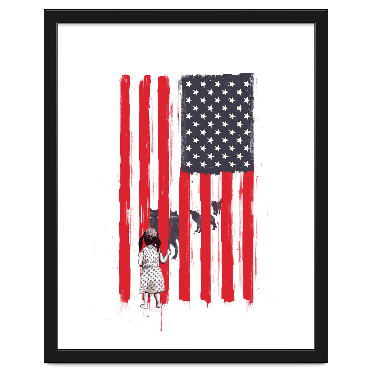 Little Girl And Wolves