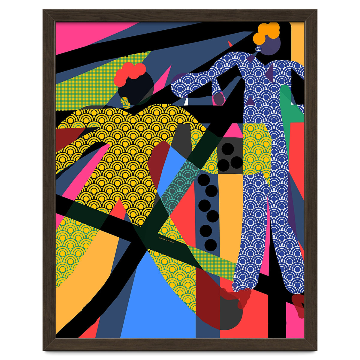 LADIES WEARING YELLOW AND BLUE PATTERNS