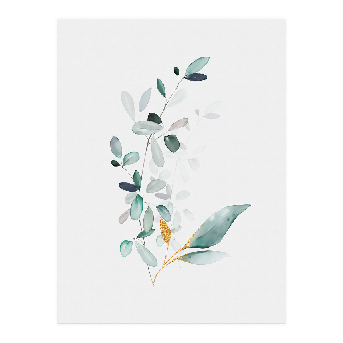 Modern Botanical Gold & Sage Study 01 (Print Only)
