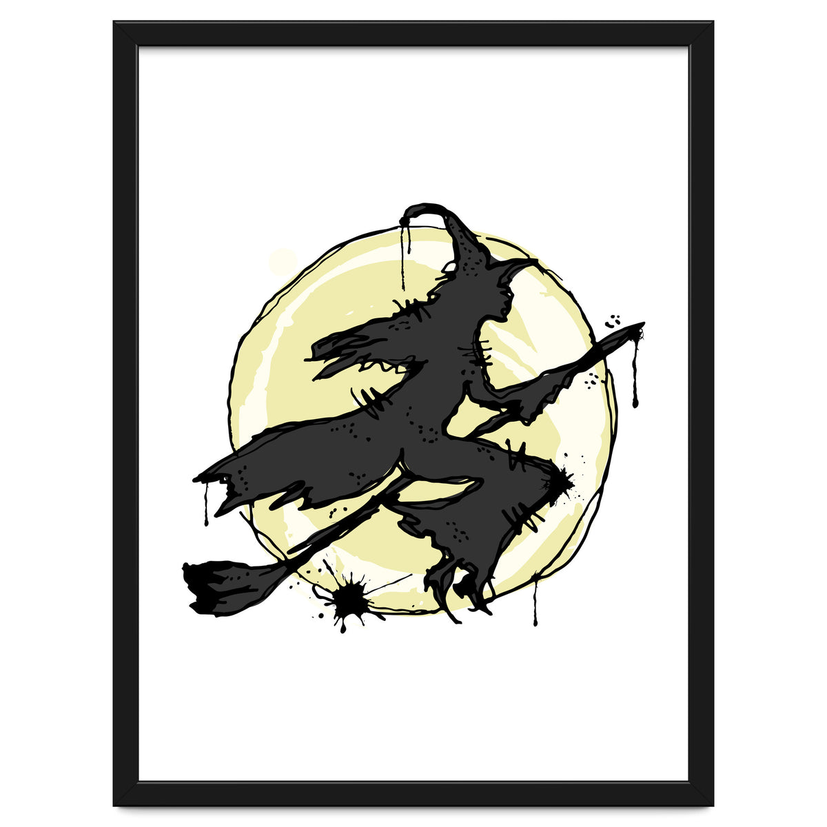 Witch on her broom sketch