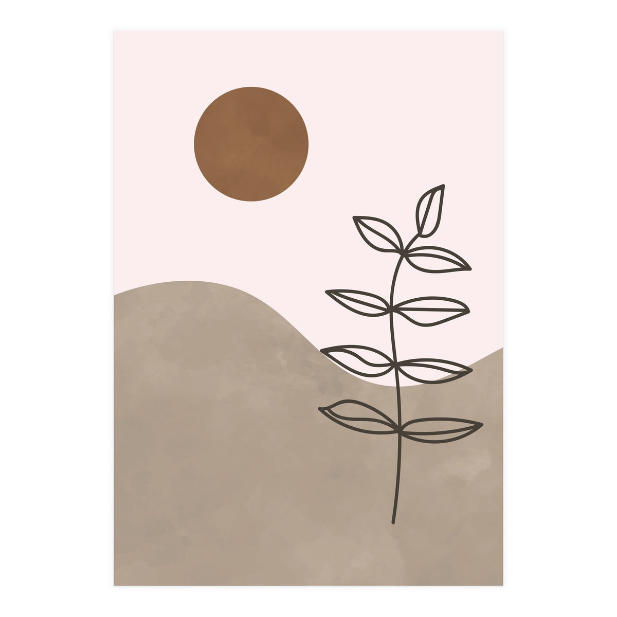 Sun Leaf Abstract Botanical Mid Century (Print Only)