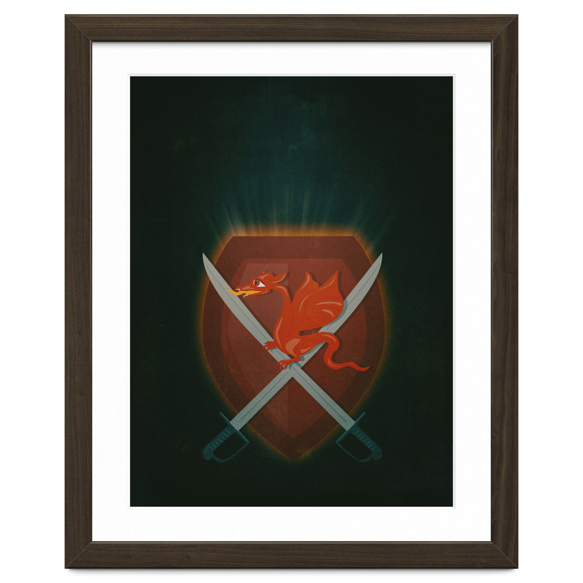 Heraldic dragon and cutlasses