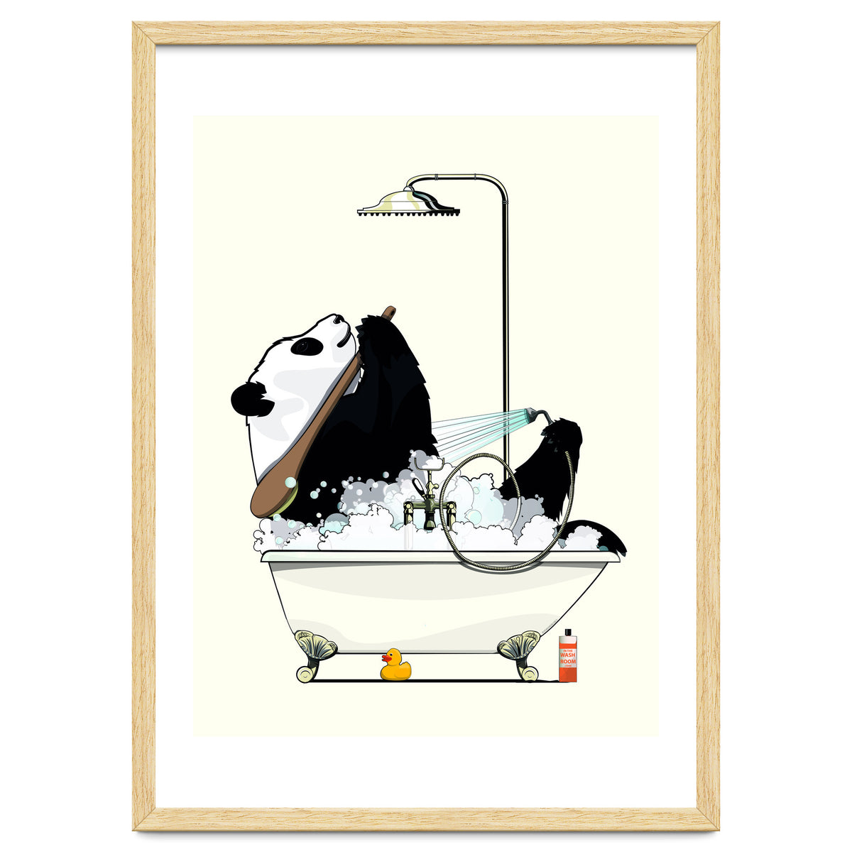 Giant Panda Bear in the Bath, funny bathroom humour