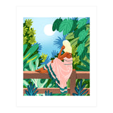 Forest Moon, Bohemian Woman Jungle Nature Tropical Colorful Travel Fashion Illustration (Print Only) thumbnail
