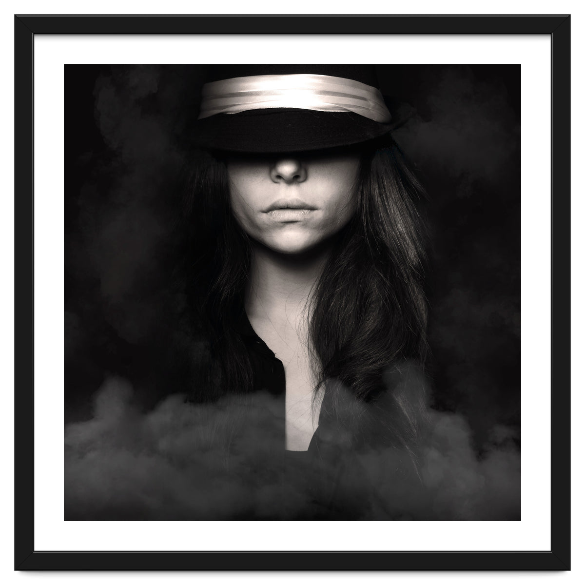 woman in black and white