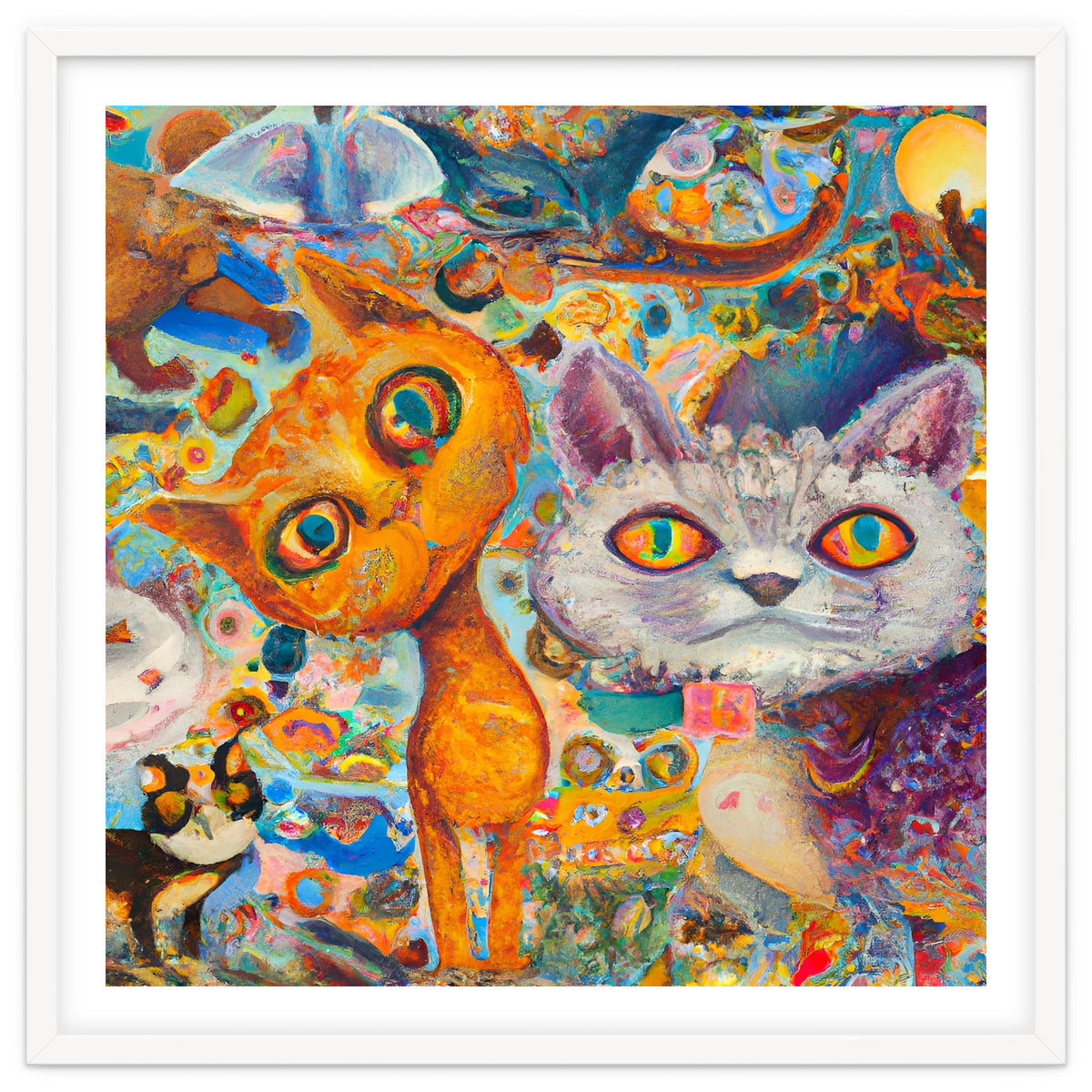 Chaotic and Colorful Fantasy Cat Collage 14