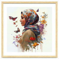 Watercolor Floral Muslim Woman #2