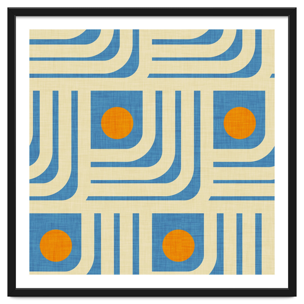 70s Curve Lines Blue Orange