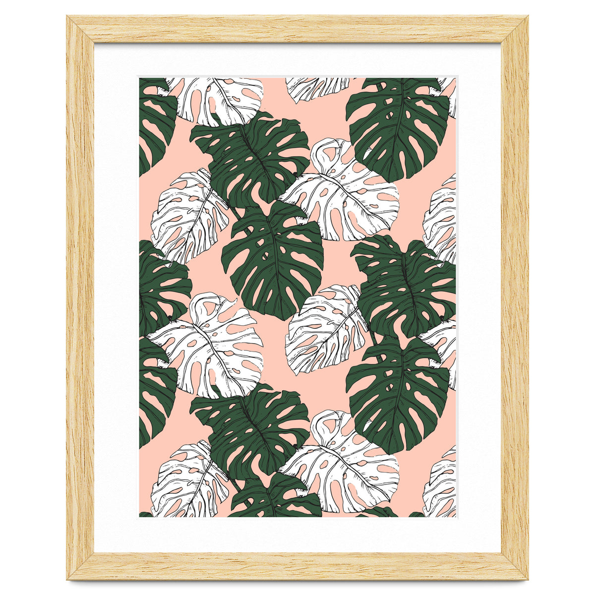 Hand drawing monstera pastel color