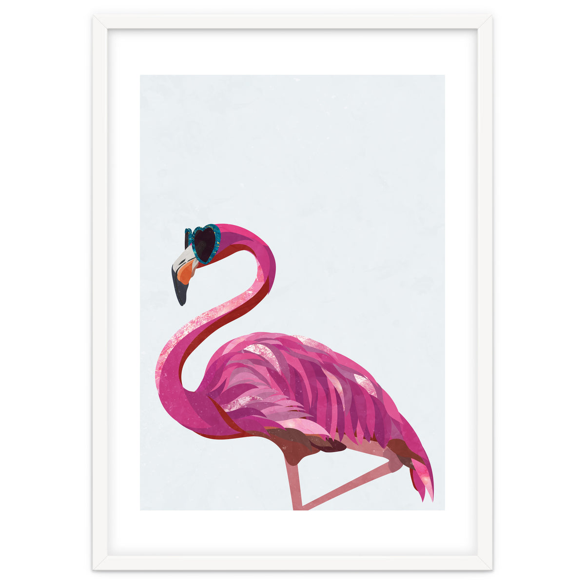 Flamingo Portrait Wearing Sunglasses