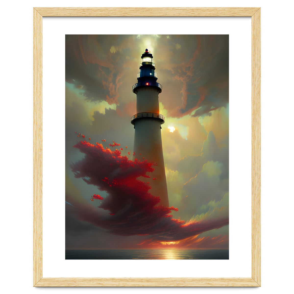 Lighthouse floating in the Sunset Clouds
