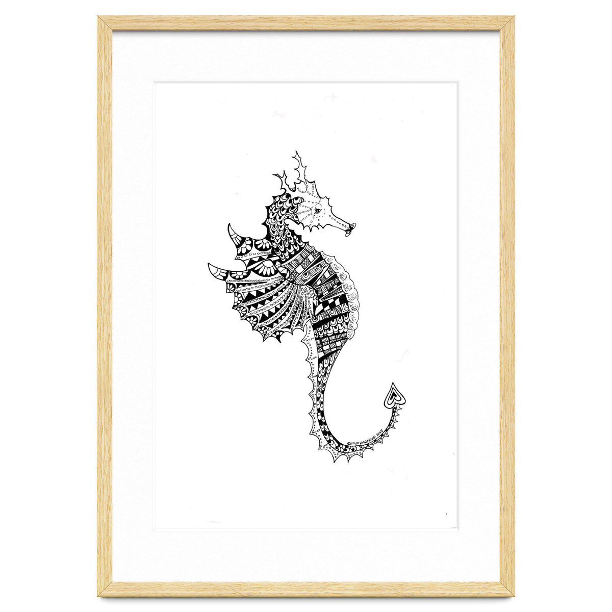Seahorse Dragon Zen Doodle