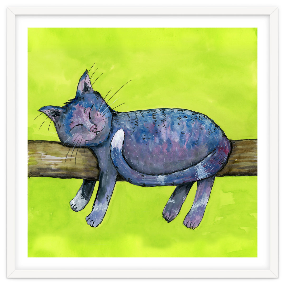 Sleeping cat in purpe